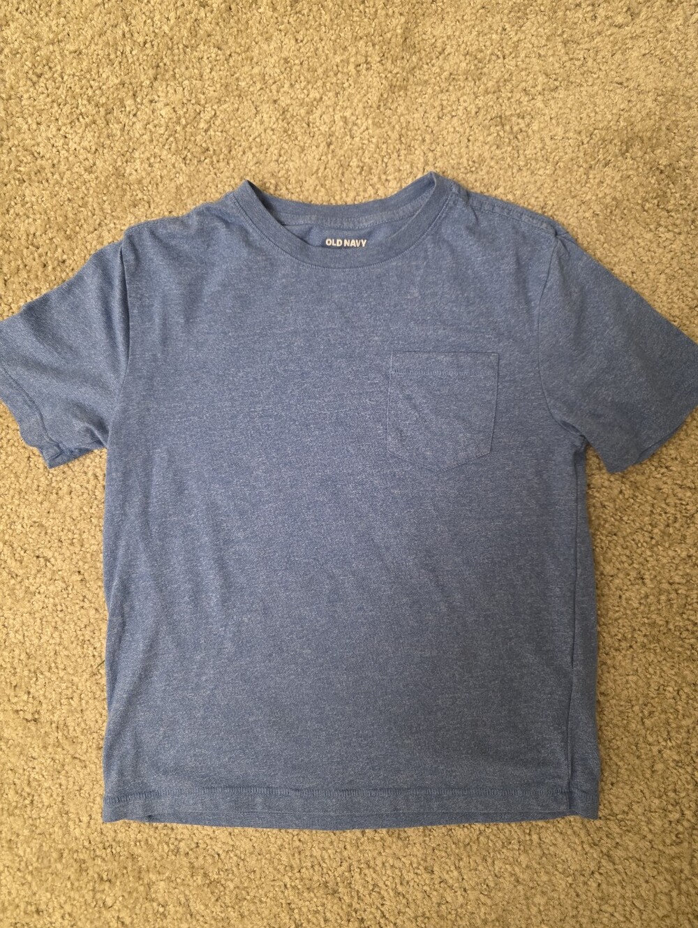 Boys Sz M8 Old Navy Blue Heather Pocket Tee - Short Sleeve